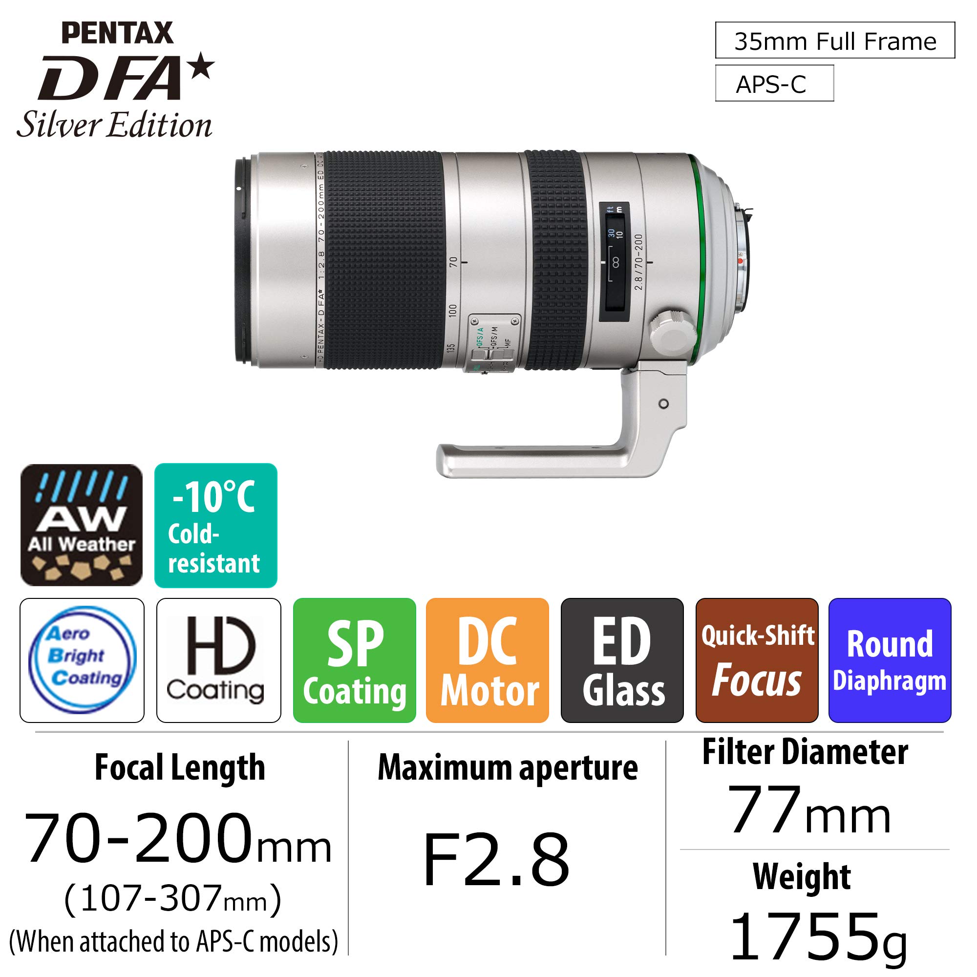 HD PENTAX-D FA*70-200mmF2.8ED DC AW Silver Edition: obiektyw
